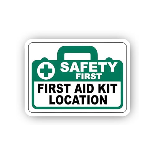 2 (Pieces) 3" and 5" First Aid Kit Location Safety Sign with Icon Sticker, Waterproof Vinyl Decals f
