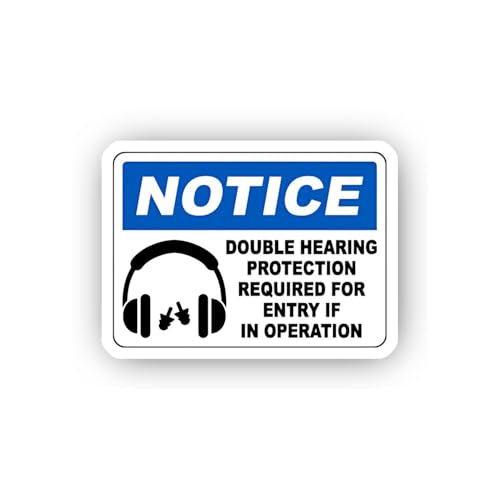 2 (Pieces) 3" and 5" Double Hearing Protection Graphic Notice Sticker, Waterproof Vinyl Decals for M