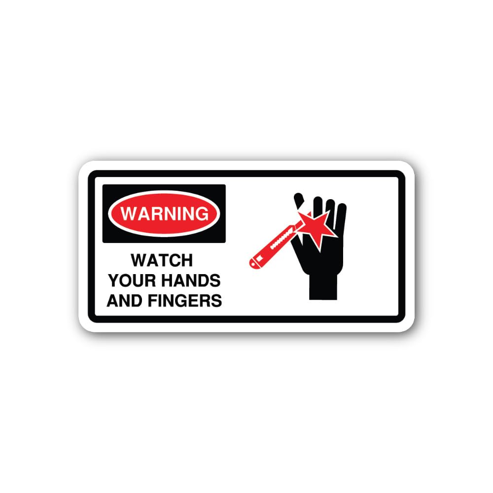 2 (Pieces) 3" and 5" Sharp Blade Laceration Risk Sticker, Waterproof Vinyl Decals for Many Purpose L