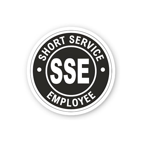 2 (Pieces) 3" and 5" Black Short Service Employee SSE Sticker, Waterproof Vinyl Decals for Many Purp