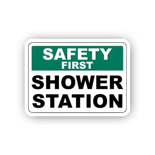 2 (Pieces) 3" and 5" Safety Sign: Shower Station Sticker, Waterproof Vinyl Decals for Many Purpose L