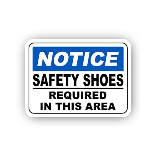2 (Pieces) 3" and 5" Protective Footwear Mandatory Notice Sticker, Waterproof Vinyl Decals for Many
