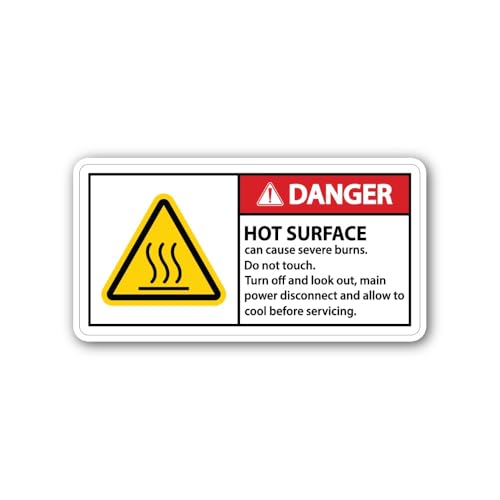 2 (Pieces) 3" and 5" Danger hot Surface Sign Sticker, Waterproof Vinyl Decals for Many Purpose Like