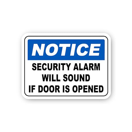 2 (Pieces) 3" and 5" Notice Security Alarm Will Sound (Blue) Sticker, Waterproof Vinyl Decals for Ma
