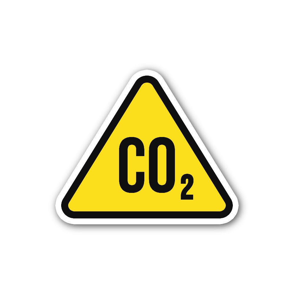 2 (Pieces) 3" and 5" CO2 Warning Sign Sticker, Waterproof Vinyl Decals for Many Purpose Like Cars, T