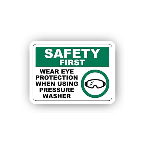 2 (Pieces) 3" and 5" Pressure Washer Eye Protection Safety Sticker, Waterproof Vinyl Decals for Many