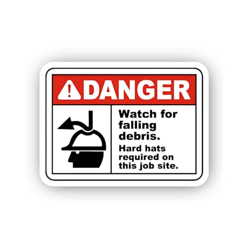 2 (Pieces) 3" and 5" Danger Job Site Falling Debris Notice Sticker, Waterproof Vinyl Decals for Many