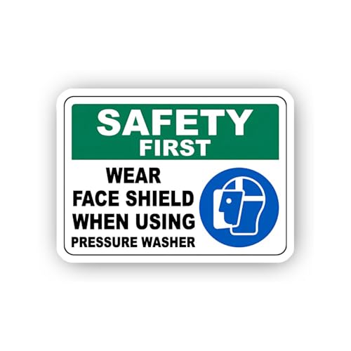 2 (Pieces) 3" and 5" Wear Face Shield Pressure Washer Sign Sticker, Waterproof Vinyl Decals for Many
