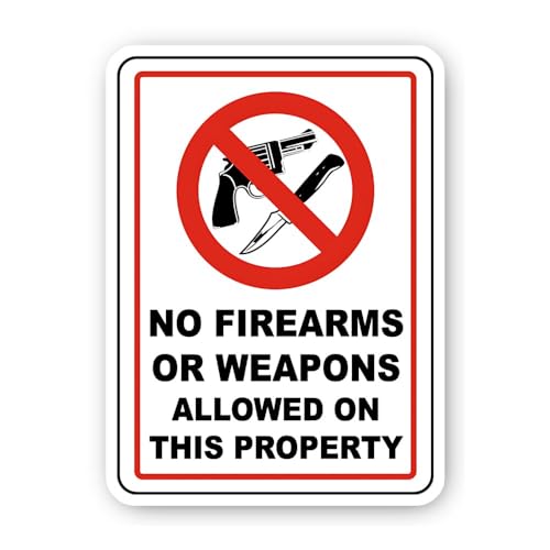 2 (Pieces) 3" and 5" No Firearms or Weapons Allowed Red Border Sticker, Waterproof Vinyl Decals for