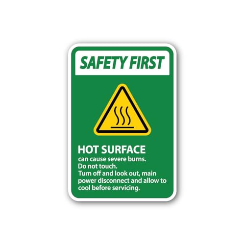 2 (Pieces) 3" and 5" Safety First - Hot Surface Decal Sticker, Waterproof Vinyl Decals for Many Purp