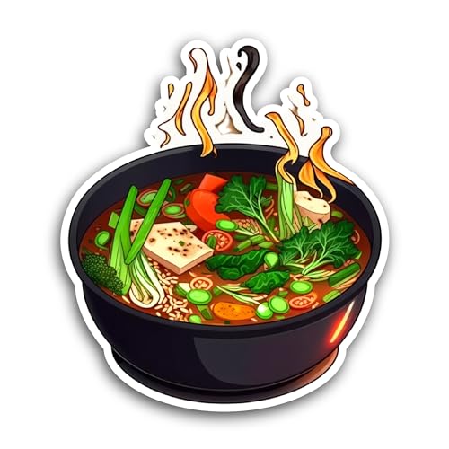 2 (Pieces) 3" and 5" Hot Soup Bowl Sticker, Waterproof Vinyl Decals for Many Purpose Like Cars, Truc
