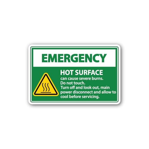 2 (Pieces) 3" and 5" Emergency HOT Surface Sticker, Waterproof Vinyl Decals for Many Purpose Like Ca