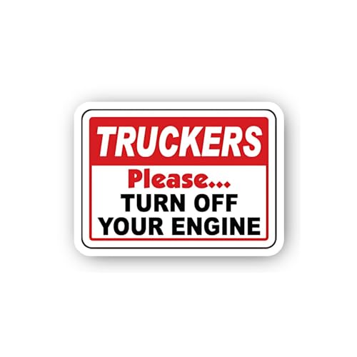 2 (Pieces) 3" and 5" Truckers Turn Off Your Engine Sign Sticker, Waterproof Vinyl Decals for Many Pu