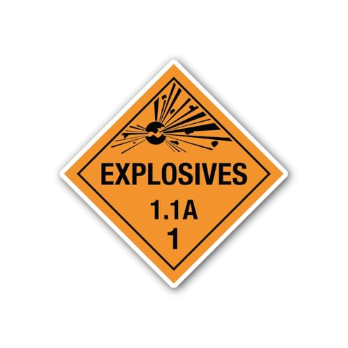 2 (Pieces) 3" and 5" Hazard Class 1 Placard Sticker, Waterproof Vinyl Decals for Many Purpose Like C
