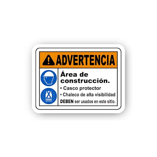 2 (Pieces) 3" and 5" Spanish Language Safety Gear Warning Sticker, Waterproof Vinyl Decals for Many