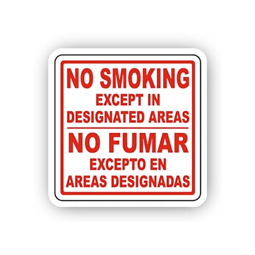 2 (Pieces) 3" and 5" Bilingual No Smoking No Vaping Notice Sticker, Waterproof Vinyl Decals for Many