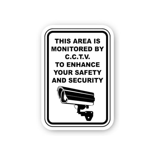 2 (Pieces) 3" and 5" CCTV Area Monitored for Safety Sticker, Waterproof Vinyl Decals for Many Purpos