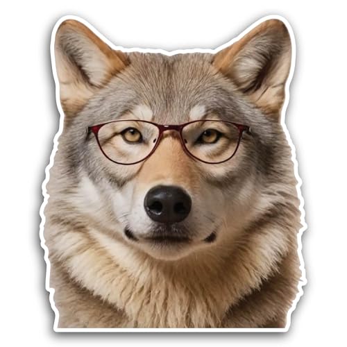2 (Pieces) 3" and 5" A Dog Wearing Glasses Sticker, Waterproof Vinyl Decals for Many Purpose Like Ca