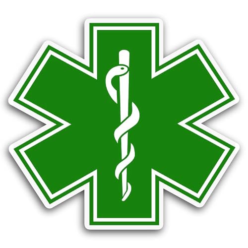 2 (Pieces) 3" and 5" Green Medical Icon Sticker, Waterproof Vinyl Decals for Many Purpose Like Cars,
