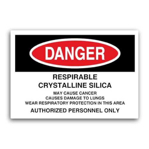 2 (Pieces) 3" and 5" Danger: Respirable Crystalline Silica Sticker, Waterproof Vinyl Decals for Many