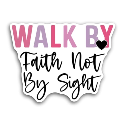 2 (Pieces) 3" and 5" Walk by Faith Colorful Text Sticker, Waterproof Vinyl Decals for Many Purpose L