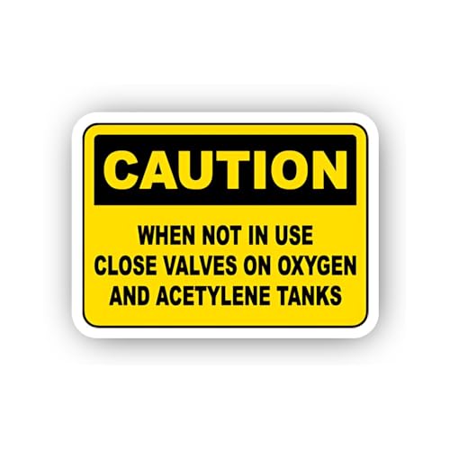 2 (Pieces) 3" and 5" Oxygen and Acetylene Valve Caution Sticker, Waterproof Vinyl Decals for Many Pu