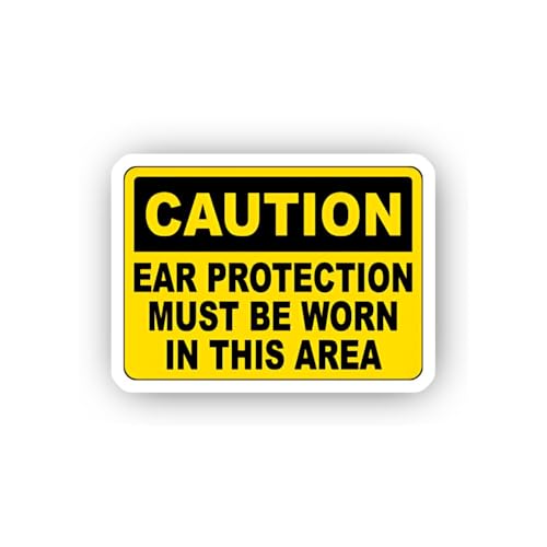 2 (Pieces) 3" and 5" Required Ear Protection Zone Sticker, Waterproof Vinyl Decals for Many Purpose