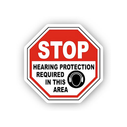 2 (Pieces) 3" and 5" Mandatory Hearing Protection Stop Sticker, Waterproof Vinyl Decals for Many Pur
