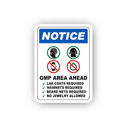 2 (Pieces) 3" and 5" GMP Area Safety Protocol Requirements Sticker, Waterproof Vinyl Decals for Many