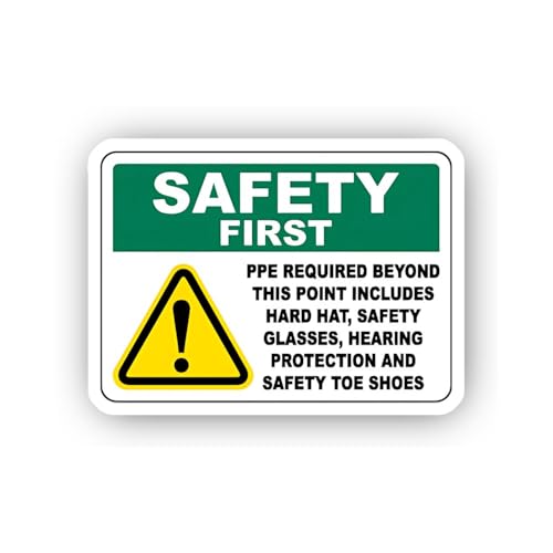 2 (Pieces) 3" and 5" Required PPE List Warning Sticker, Waterproof Vinyl Decals for Many Purpose Lik