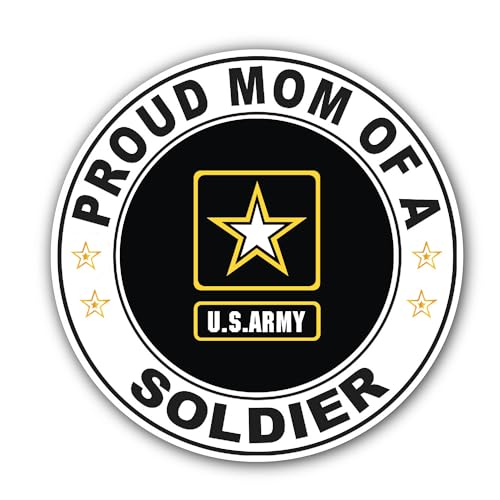 2 (Pieces) 3" and 5" Proud Mom of a Soldier U.S. Army Sticker, Waterproof Vinyl Decals for Many Purp