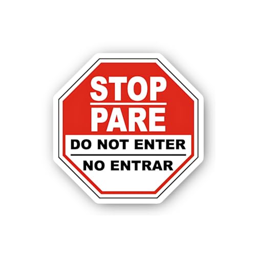 2 (Pieces) 3" and 5" Stop Pare Do Not Enter No Entrar Octagonal Sticker, Waterproof Vinyl Decals for