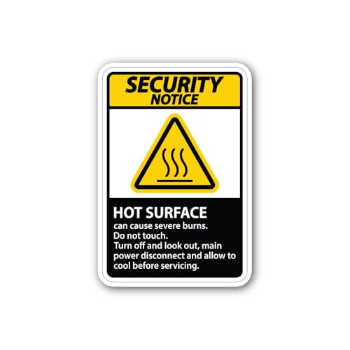 2 (Pieces) 3" and 5" Hot Surface Yellow Colour Sticker, Waterproof Vinyl Decals for Many Purpose Lik