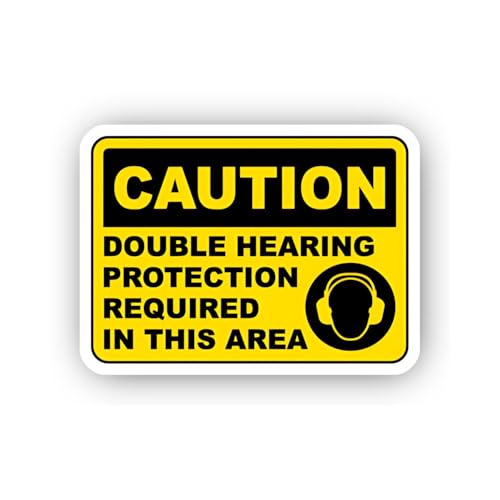 2 (Pieces) 3" and 5" Double Hearing Protection Caution Sticker, Waterproof Vinyl Decals for Many Pur