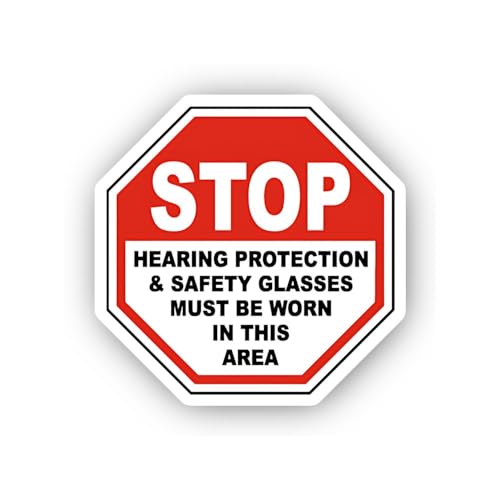 2 (Pieces) 3" and 5" Hearing and Eye Protection Stop Sticker, Waterproof Vinyl Decals for Many Purpo