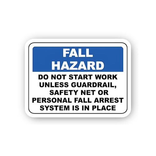 2 (Pieces) 3" and 5" Fall Hazard Safety Sign Sticker, Waterproof Vinyl Decals for Many Purpose Like