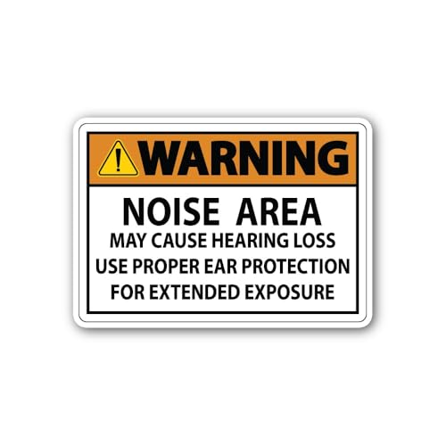 2 (Pieces) 3" and 5" Noise Area May Cause Hearing Loss Sticker, Waterproof Vinyl Decals for Many Pur