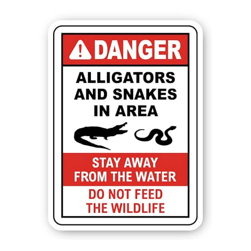 2 (Pieces) 3" and 5" Danger Alligators and Snakes in Area Sticker, Waterproof Vinyl Decals for Many