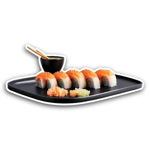 2 (Pieces) 3" and 5" Sushi Plate Sticker, Waterproof Vinyl Decals for Many Purpose Like Cars, Trucks