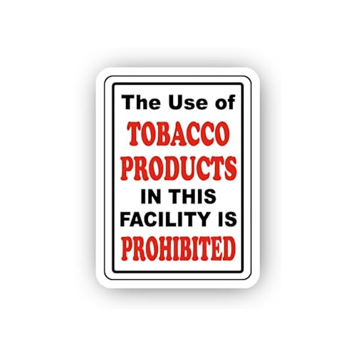 2 (Pieces) 3" and 5" Tobacco Prohibited Facility Sticker, Waterproof Vinyl Decals for Many Purpose L
