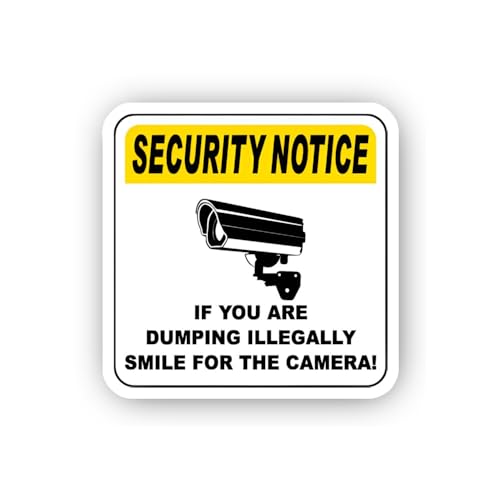 2 (Pieces) 3" and 5" Security Camera Dumping Smile Notice Sticker, Waterproof Vinyl Decals for Many