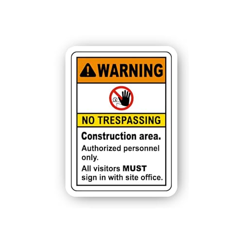 2 (Pieces) 3" and 5" Warning No Tresp@ssing Site Office Registration Sign Sticker, Waterproof Vinyl