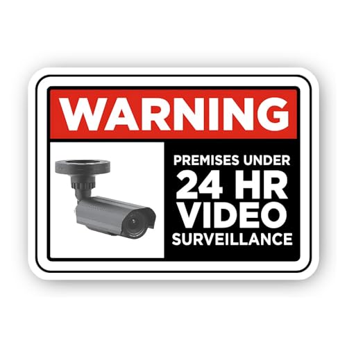 2 (Pieces) 3" and 5" 24 Hour Video Surveillance Sticker, Waterproof Vinyl Decals for Many Purpose Li