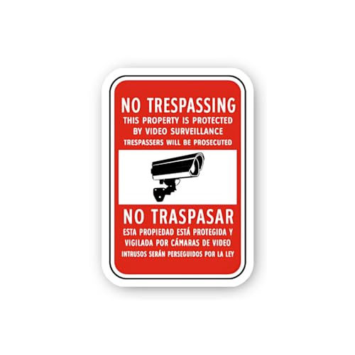 2 (Pieces) 3" and 5" Bilingual No Trespassing Camera Sticker, Waterproof Vinyl Decals for Many Purpo