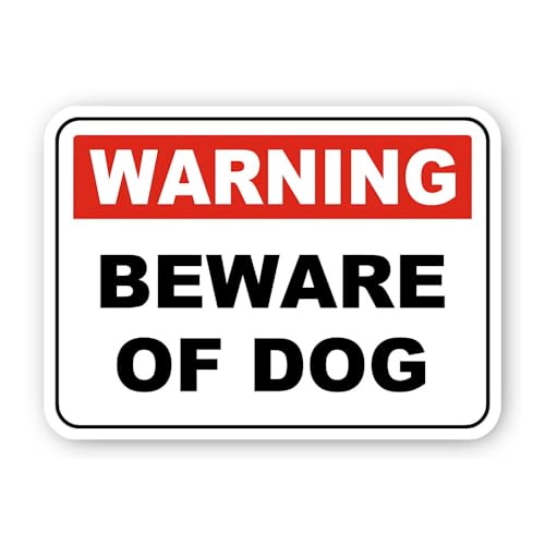 2 (Pieces) 3" and 5" Warning: Beware of Dog (English) Sticker, Waterproof Vinyl Decals for Many Purp