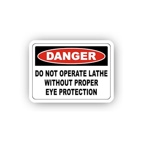 2 (Pieces) 3" and 5" Danger Lathe Operation Safety Sticker, Waterproof Vinyl Decals for Many Purpose