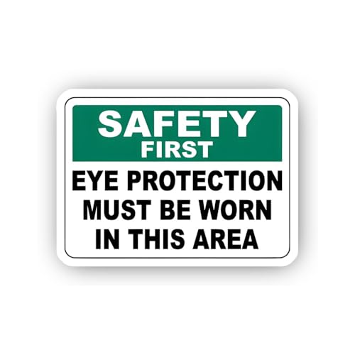 2 (Pieces) 3" and 5" Safety First: Mandatory Eye Protection Area Sticker, Waterproof Vinyl Decals fo