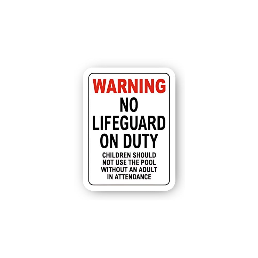 2 (Pieces) 3" and 5" Warning No Lifeguard on Duty Pool Sticker, Waterproof Vinyl Decals for Many Pur