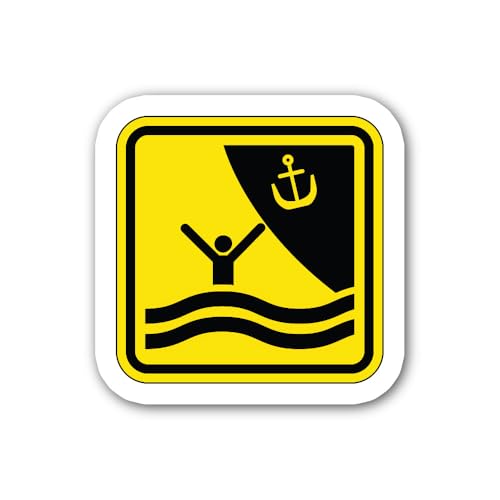 2 (Pieces) 3" and 5" Warning Boating Area Sticker, Waterproof Vinyl Decals for Many Purpose Like Car