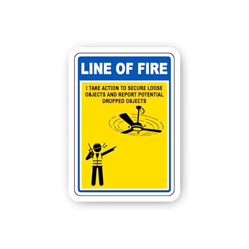 2 (Pieces) 3" and 5" Line of Fire Dropped Objects Warning Sticker, Waterproof Vinyl Decals for Many